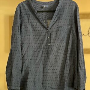 GAP Gray Textured Blouse Sz XL